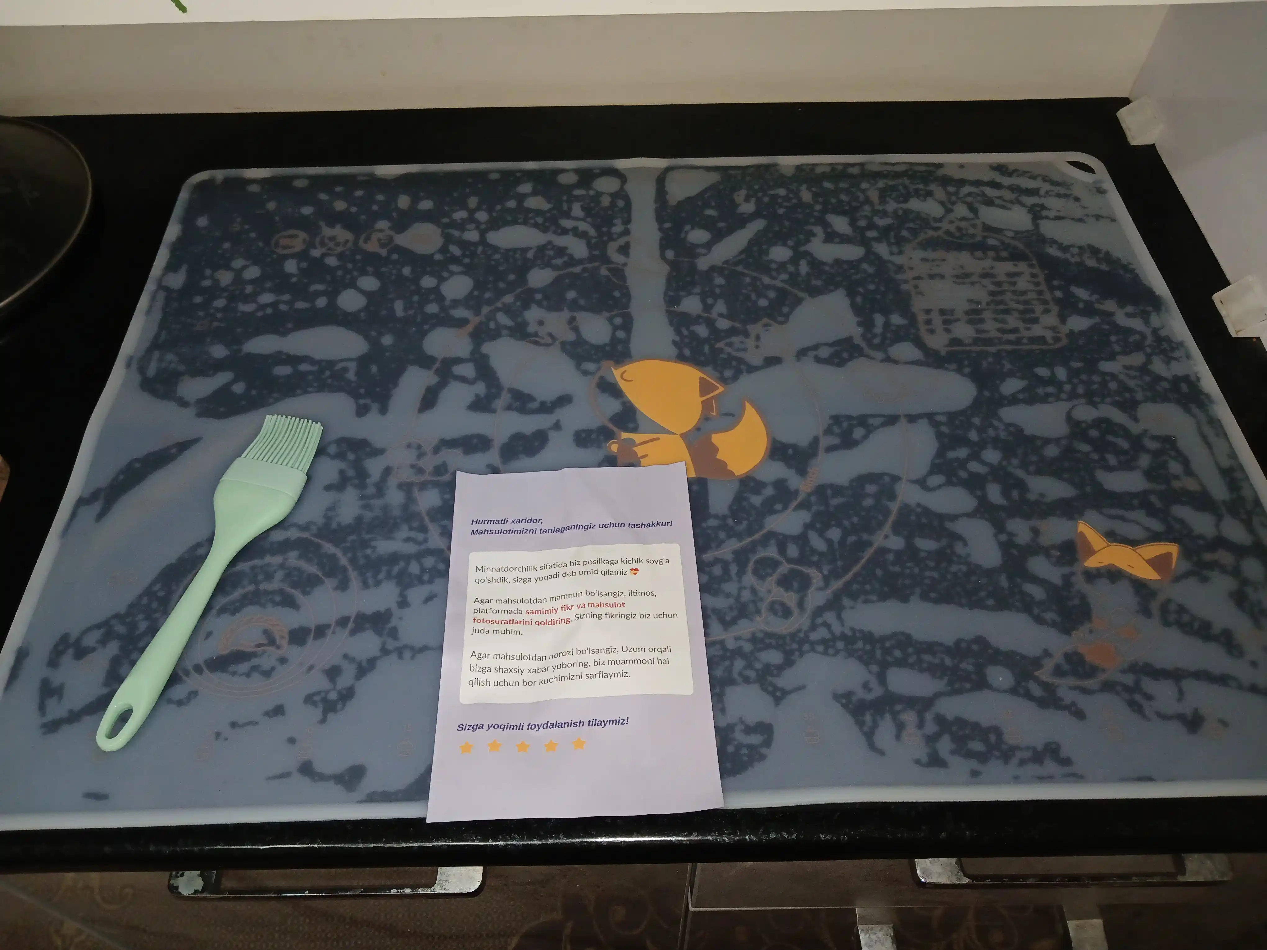 Полупрозрачный силиконовый коврик для раскатки теста