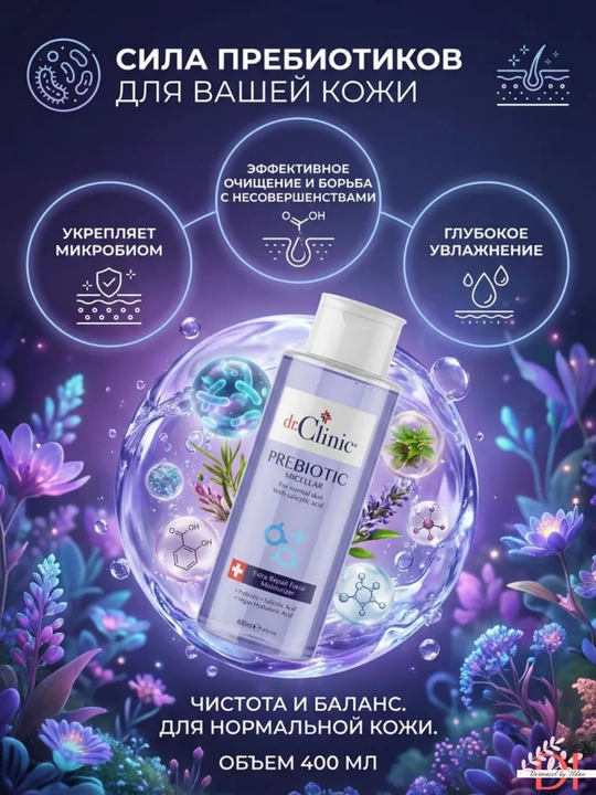 Mitsellyar suv Dr.Clinic Micellar Prebiotic — tozalash va yangilanish normal teri uchun