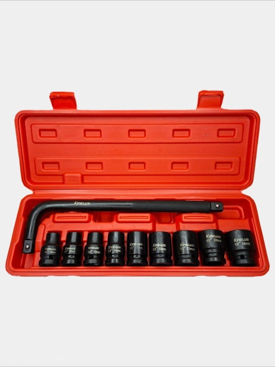 Набор головок ударных глубоких с Г-образным воротком 1/2''9+1 пр