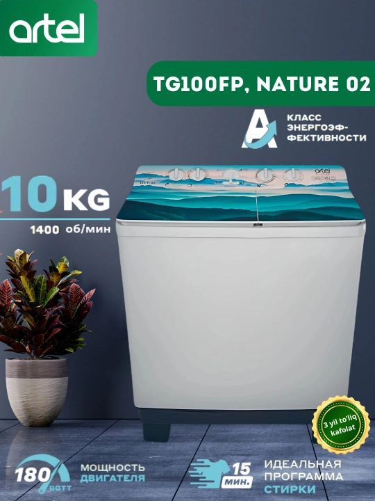 Artel ART-TG100FP , TC100P , TG110FP yarim avtomatik kir yuvish mashinasi, 10-11 kg - 