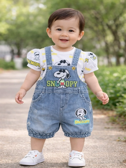 Джинсовый комбинезон для детей Snoopy, летний комплект, 6-24 месяцев