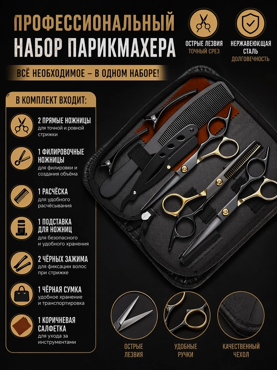 Профессиональный парикмахерский комплект, ножницы для стрижки волос, филировки