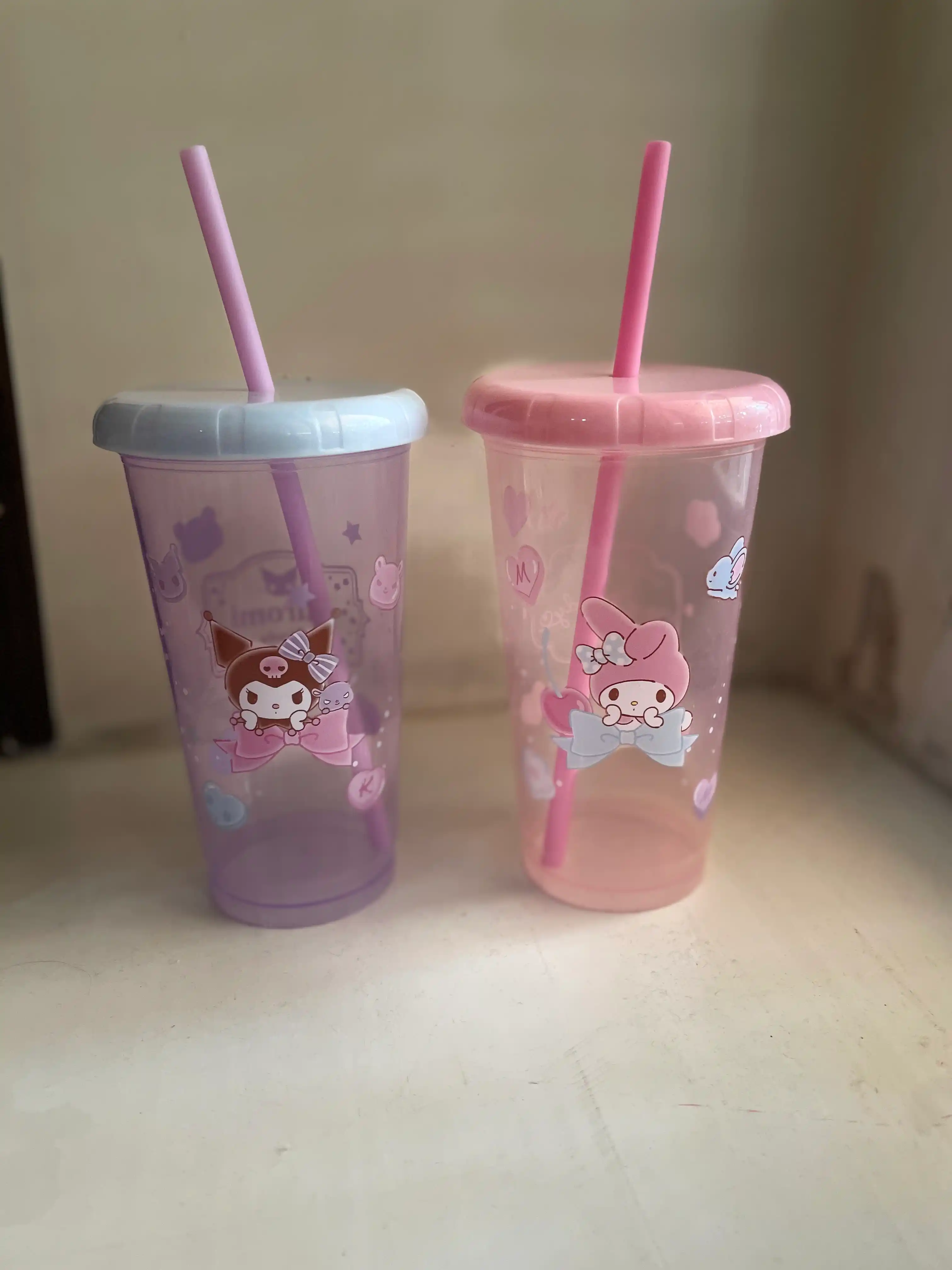 Детские пластиковые стаканы 4 шт с крышкой и трубочкой Judy, Nick, My Melody Barbie