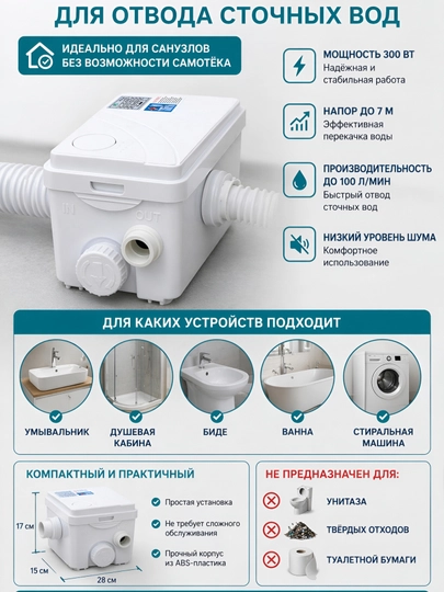 Бытовая канализационная насосная станция ACC MP300