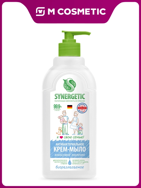 Antibakterial suyuq sovun Synergetic “Kokos suti”, 0.5 l - 