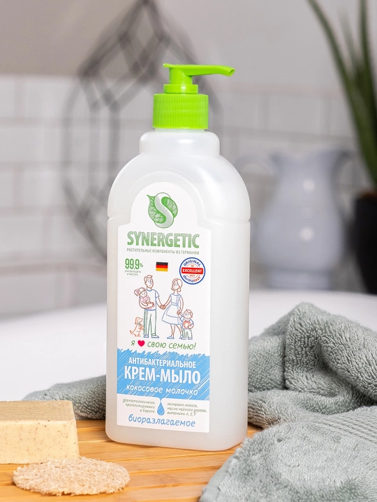 Antibakterial suyuq sovun Synergetic “Kokos suti”, 0.5 l