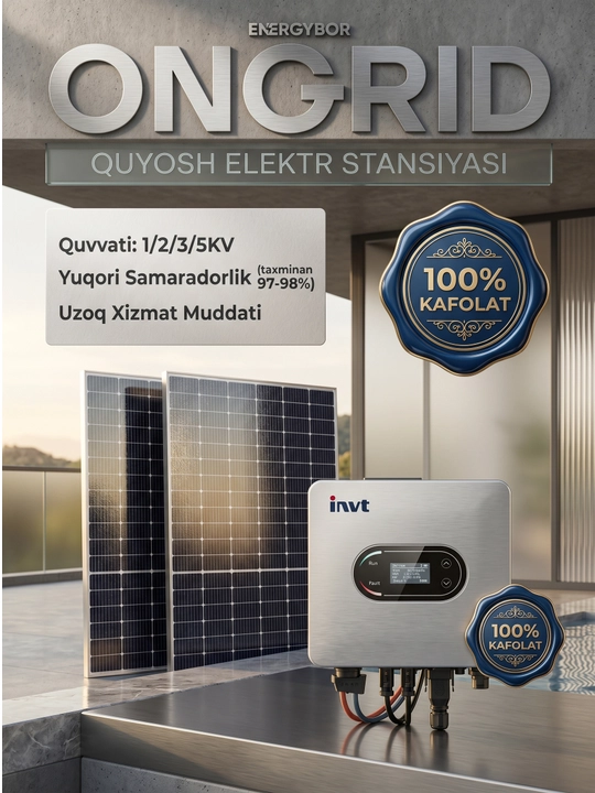 Power Station ONGRID 1/2/3/5 KW, ONGRID, quyosh elektr stansiyasi, MPPT 98%, MONO, A-Class - 