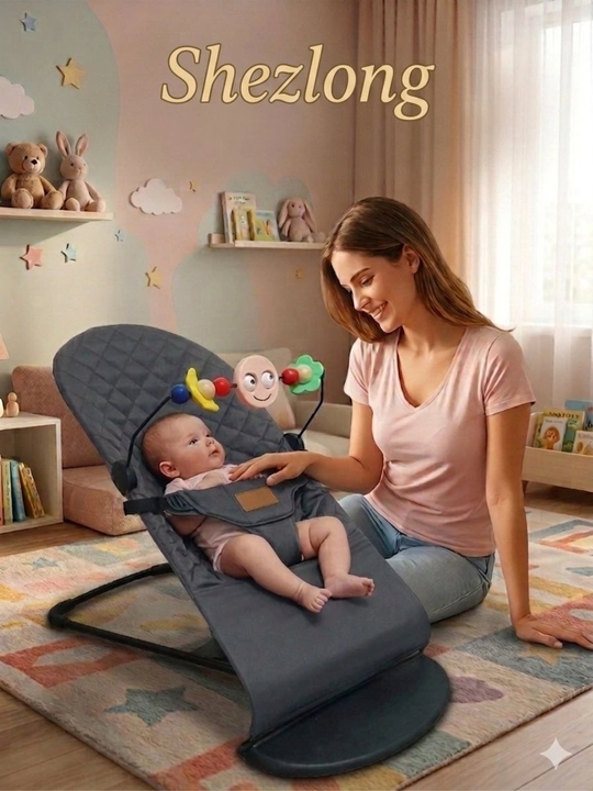 Шезлонг для детей, детская кроватка, качалка, с игрушками - 