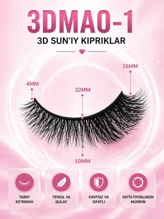 Soxta kirpiklar 3D, 5 juft