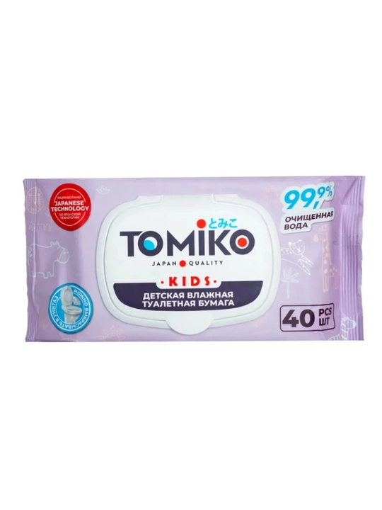 TOMIKO bolalar uchun nam hojatxona qog‘ozi, 40 dona - 