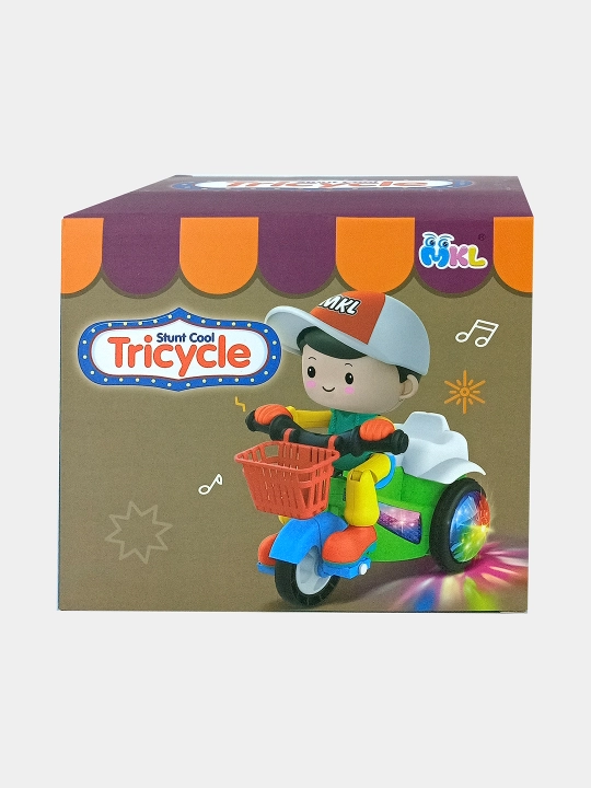 MKL Stunt Cool Tricycle o'yinchog'i musiqali va chiroqli velosiped
