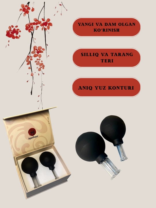Вакуумные баночки JapanBazar 2 шт, стеклянные, для массажа лица и декольте