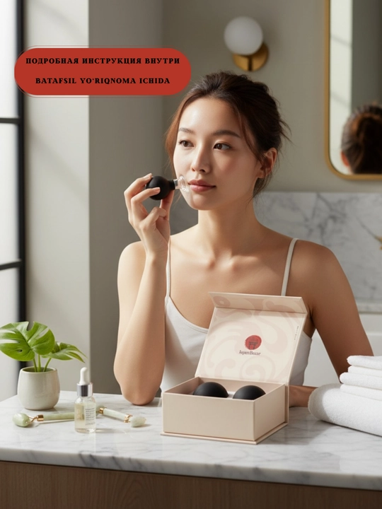 Вакуумные баночки JapanBazar 2 шт, стеклянные, для массажа лица и декольте