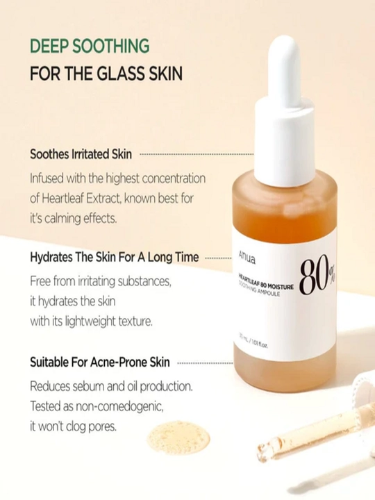 Успокаивающая ампула 80% Anua Heartleaf 80% Moisture Soothing Ampoule 30 мл