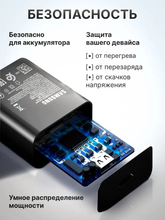 Samsung 45W PD Быстрое зарядное устройство + кабель USB-C to USB-C 3A