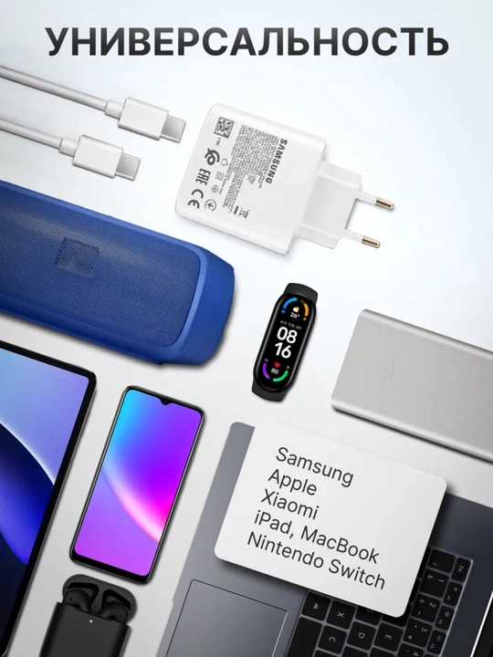 Samsung 45W PD Быстрое зарядное устройство + кабель USB-C to USB-C 3A