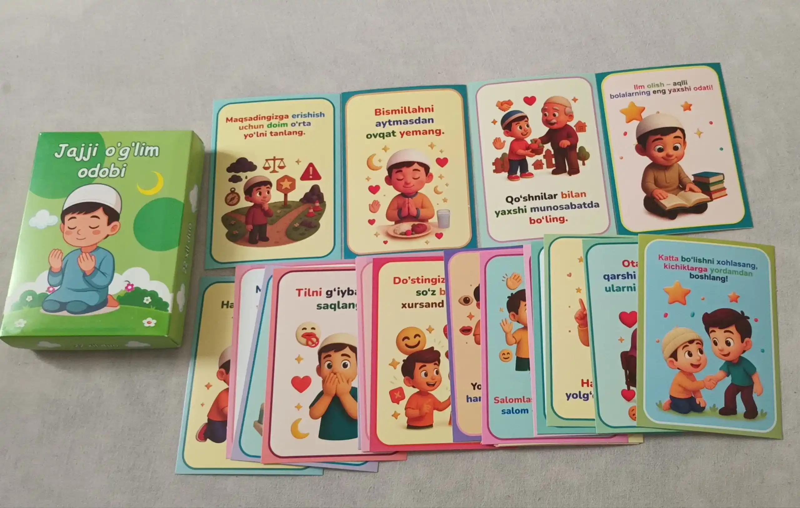O'g'il va qiz bolalar uchun mening ilk duolarim, hadislarim, odob kartochkalar to'plami