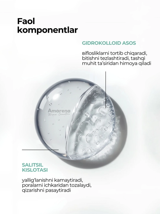 Pimple patch husnbuzarlarga qarshi gidrokolloid stikerlar, ko‘rinmas, 3 o‘lcham