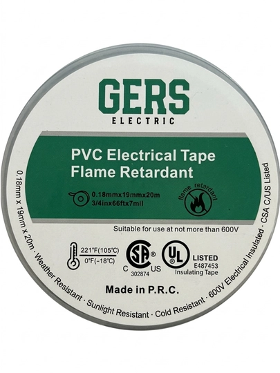 Olovga chidamli PVX izolyatsiya lentasi GERS ELECTRIC, 20 metr (1 dona) - 