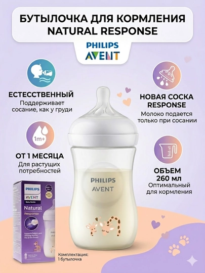 Бутылочка для кормления Avent Natural Response, 260 мл