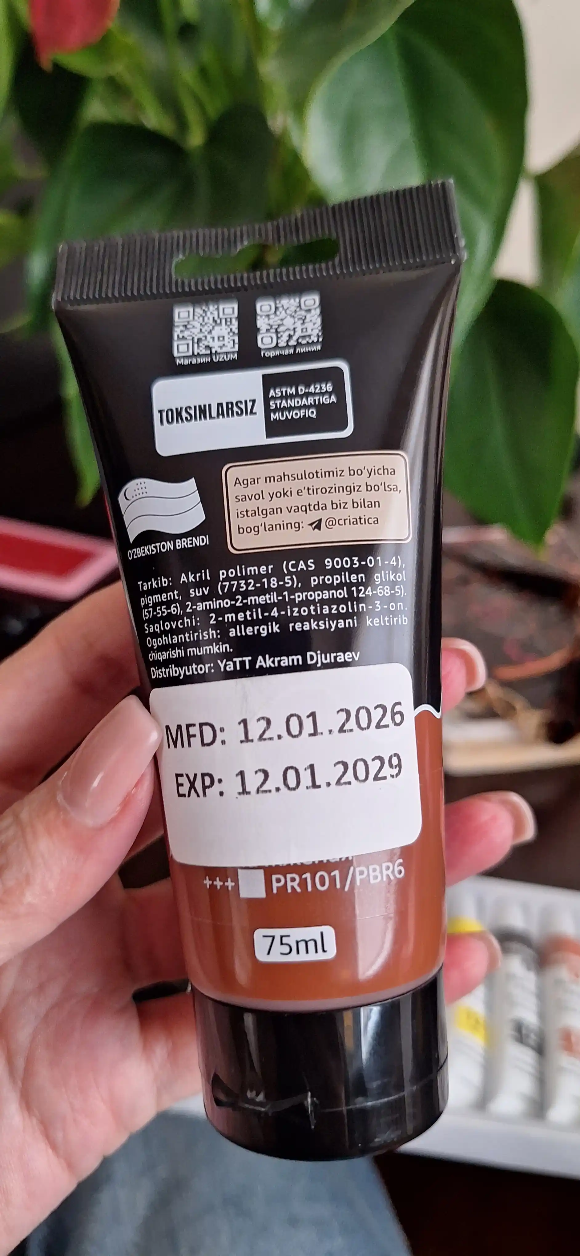 CRIATICA badiiy akril bo'yog'i, professional, 75 ml tuba