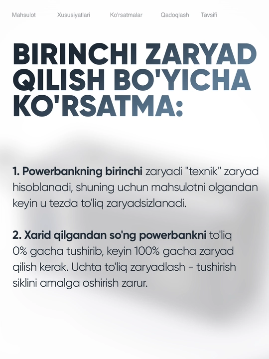 Tez zaryadlanuvchi tashqi akkumulyator, powerbank, 50000, 100000 mA/soat