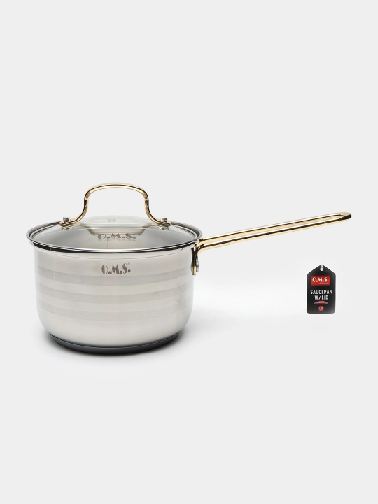 Ковш кухонный, с крышкой, из нержавеющей стали, O.M.S. 16010