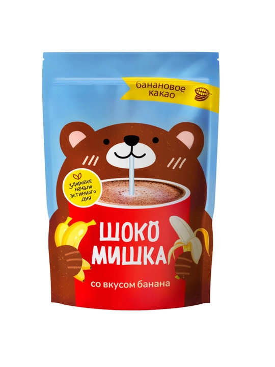Напиток на основе какао-порошка "Шокомишка", со вкусом банана и клубники, 250г