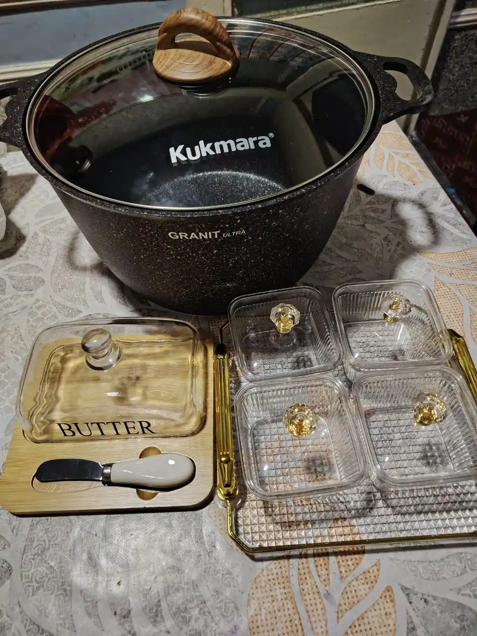 Kukmara Granit Ultra Blue qozon – uslubli va mustahkam, qopqog‘i bilan birga
