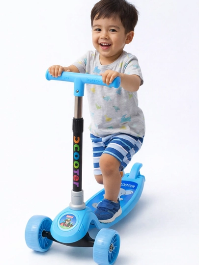 Трёхколёсный самокат для детей, с LED-подсветкой – Регулируемый руль, 2–6 лет