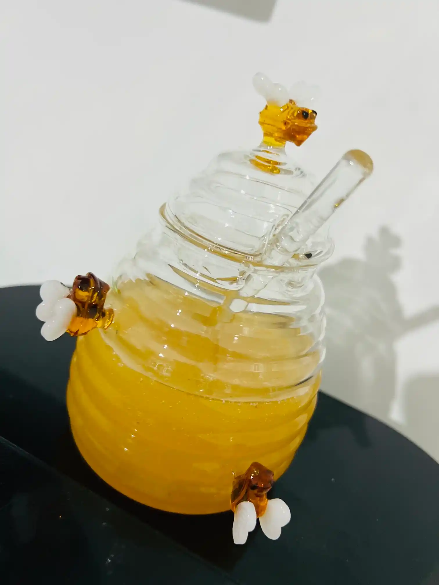 Стеклянная баночка для мёда, в форме улья, с крышкой и ложкой