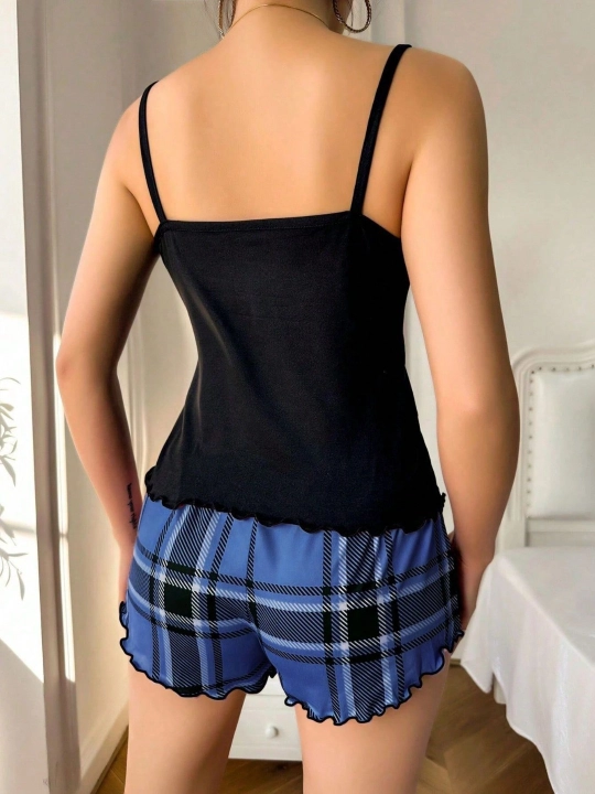 Ayollar uchun yozgi pijama: printli to‘plam (top va shorti), poliester