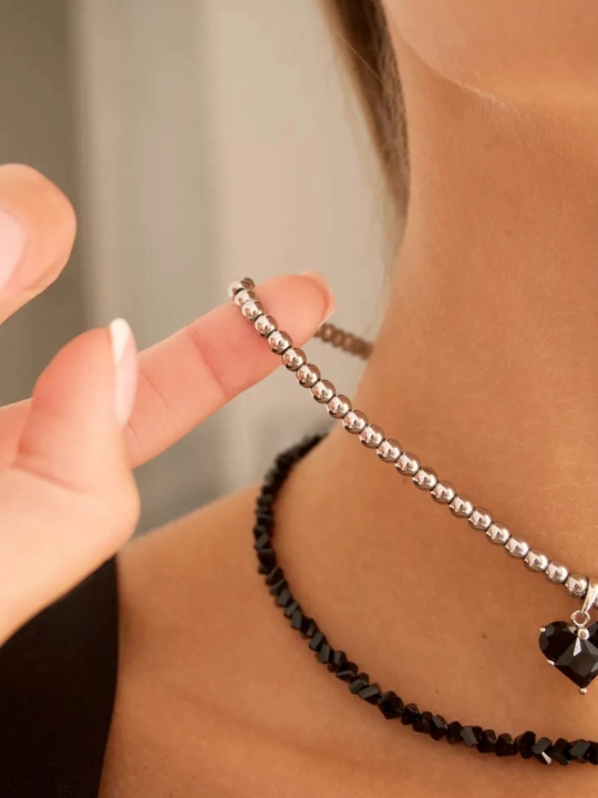 Elegant 4 tasi 1 da choker, ayollar nozik yurak zanjir taqinchoqlari, ayollar marjonlari