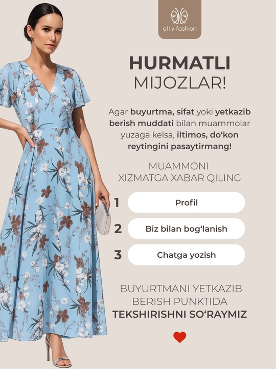 Ayollar uchun kundalik shifon ko‘ylagi – ELLY FASHION