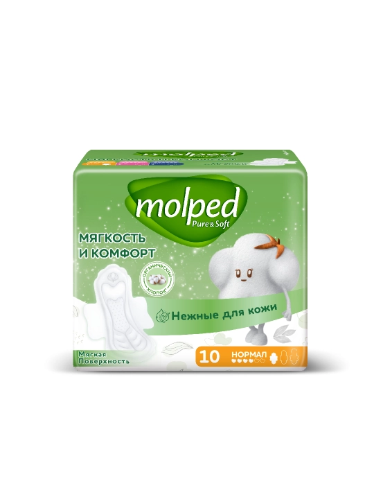 Прокладки ультратонкие Pure Soft с крылышками Normal 10 шт Molped - 