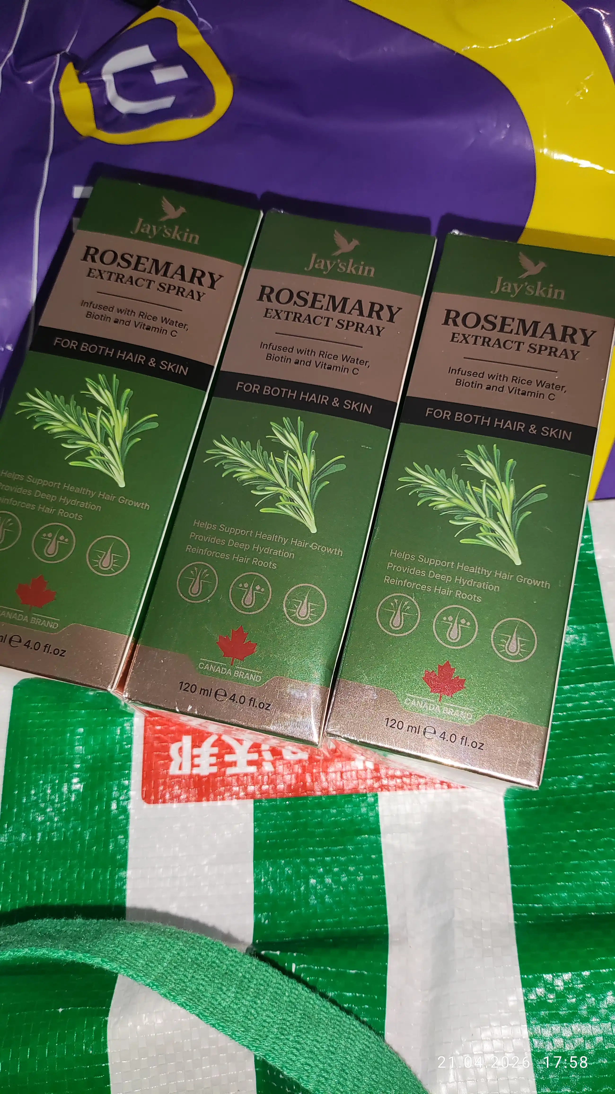 Soch o'stiradigan va mustahkamlaydigan rozmarinli sprey Jay'skin Canada 120 ml