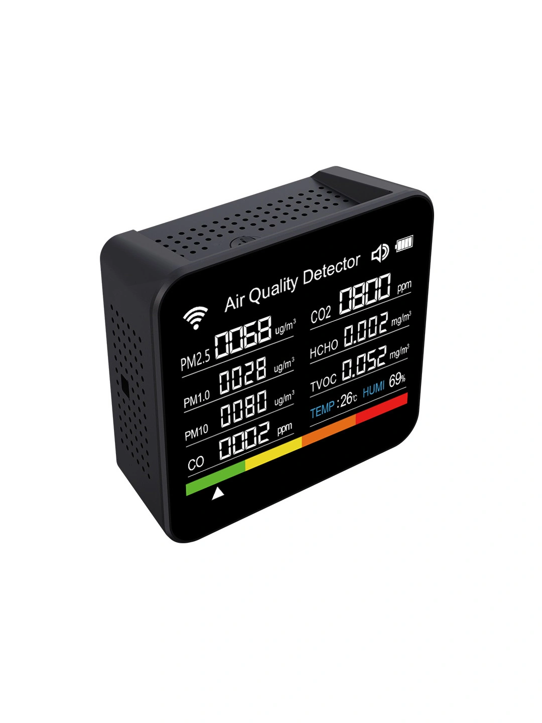 Havo analizatori 14 in 1, CO2 PM2.5 TVOC HCHO WiFi Tuya, Type-C 2