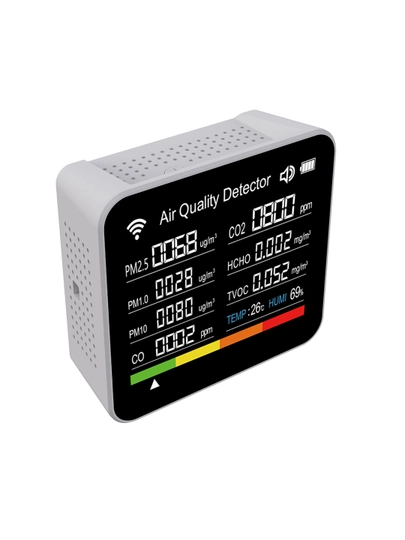 Havo analizatori 14 in 1, CO2 PM2.5 TVOC HCHO WiFi Tuya, Type-C 3
