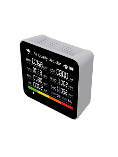 Havo analizatori 14 in 1, CO2 PM2.5 TVOC HCHO WiFi Tuya, Type-C 5