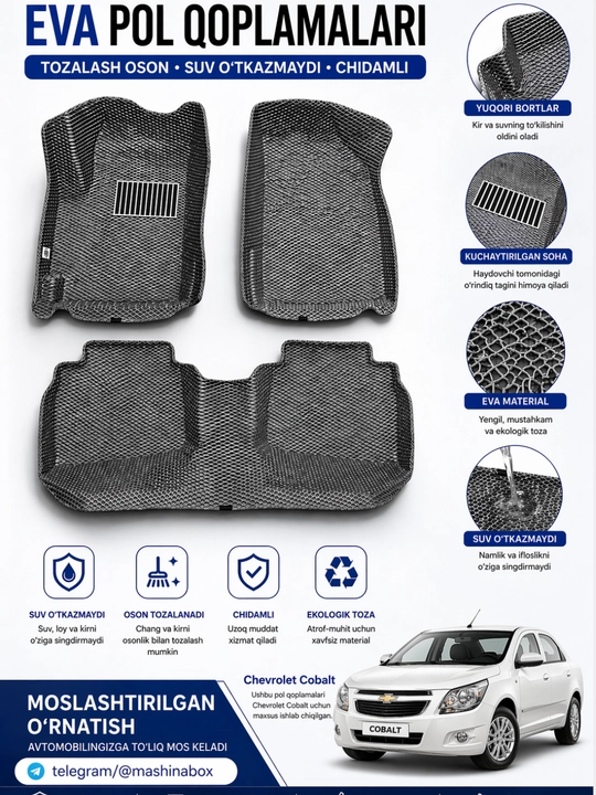 Evakor  polik: Cobalt, Lacetti, Tracker, Onix, Nexia, Spark, Damas himoya