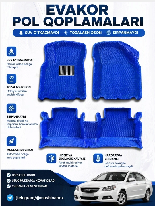 Evakor  polik: Cobalt, Lacetti, Tracker, Onix, Nexia, Spark, Damas himoya