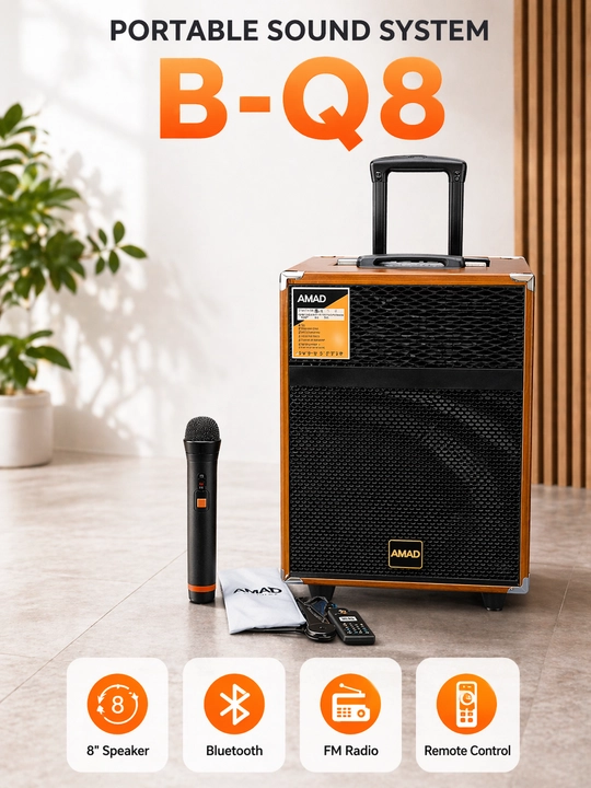 Караоке-колонка BAAB B-Q8 с 2 беспроводными микрофонами