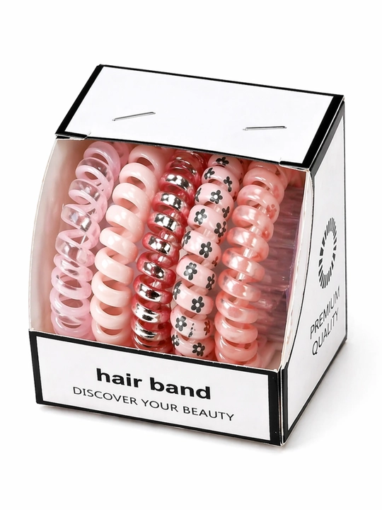 Резинки для волос спиральный набор, бесшовные hair band, не оставляют следов, 5шт - 