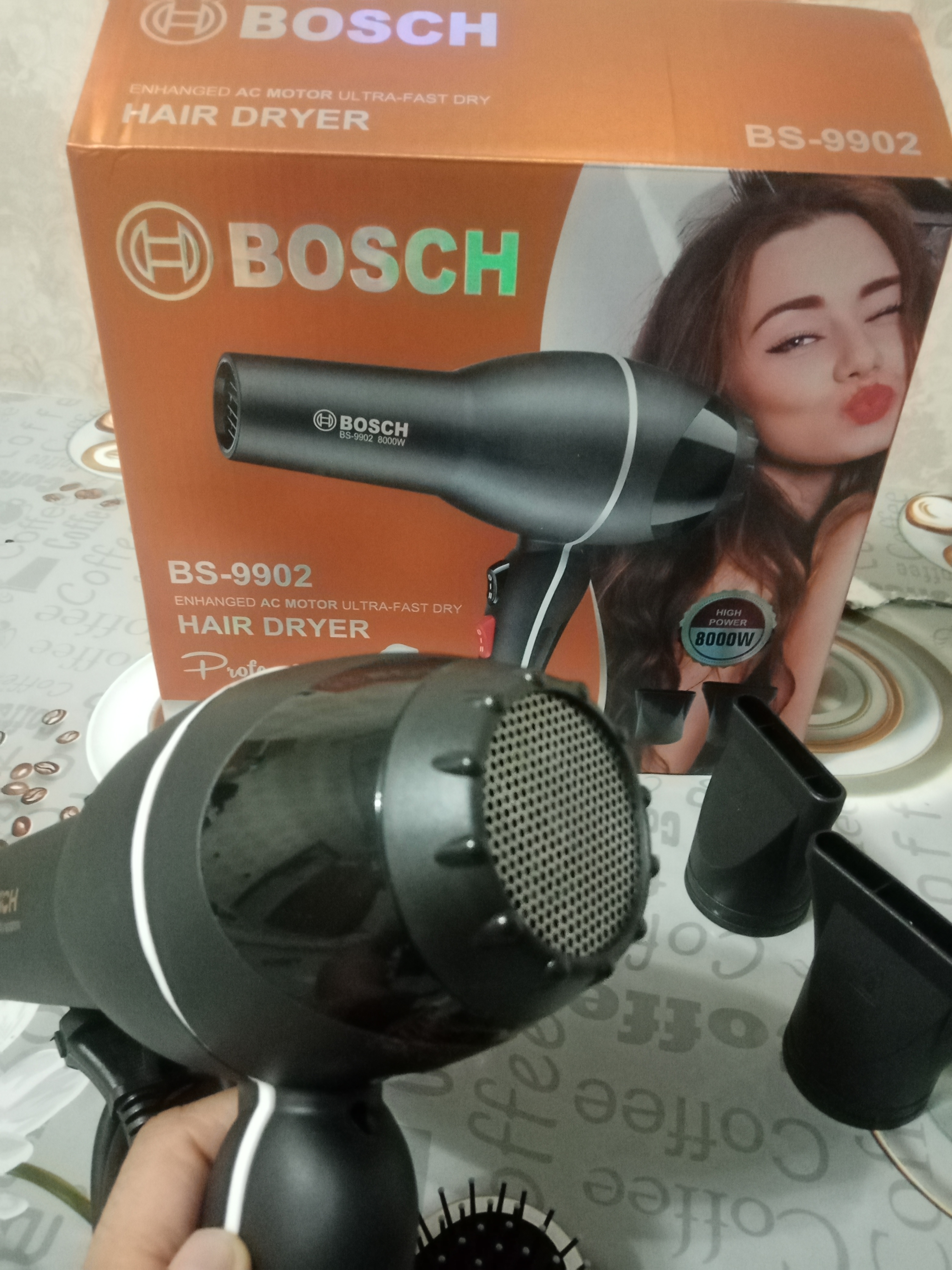 Soch quritgich fenlar, massaj taroq sovg'aga, fen soch quritgich