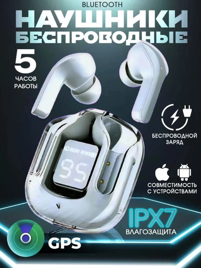 Беспроводные наушники с дисплеем, микрофоном и шумоподавлением – Bluetooth 5.3 в кейсе