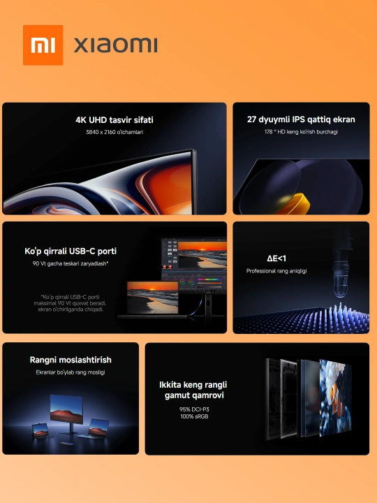 Monitor Xiaomi Redmi A27U 27" 4K IPS, 3840x2160, Ultra HD professional monitor, P27UCA-RA
