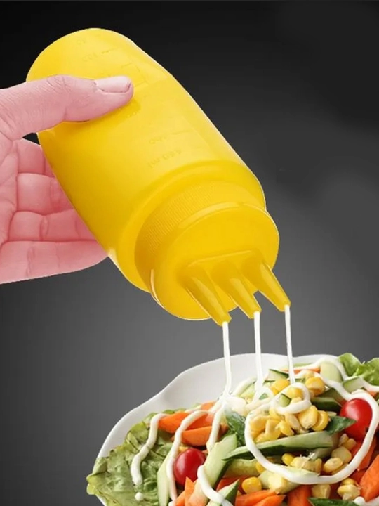 Ketchup, mayonez va ziravorlar uchun souslar uchun plastik idish-dispenser