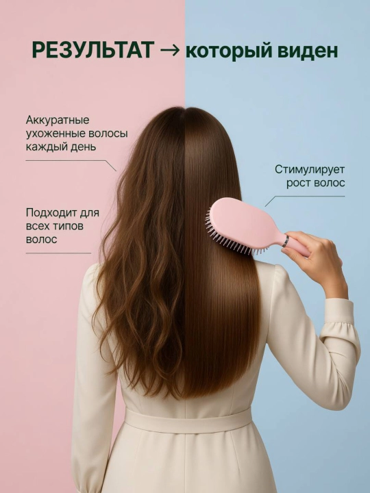 Расческа для ухода за волосами и массажа с металлическими, пластиковыми и деревянными зубьями