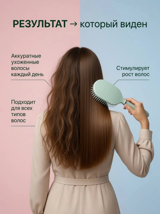 Расческа для ухода за волосами и массажа с металлическими, пластиковыми и деревянными зубьями