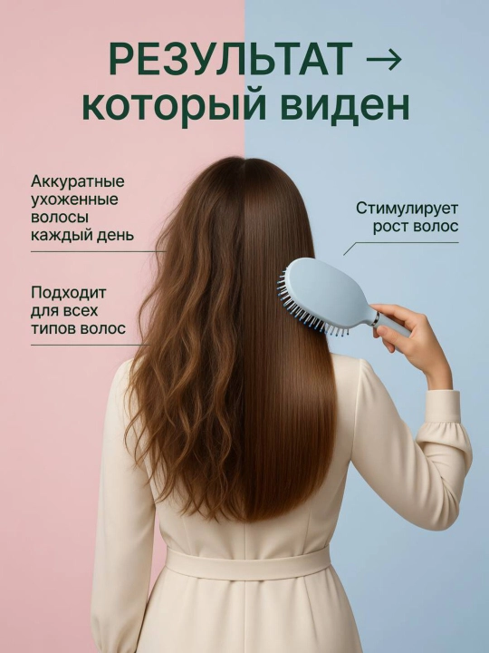 Расческа для ухода за волосами и массажа с металлическими, пластиковыми и деревянными зубьями